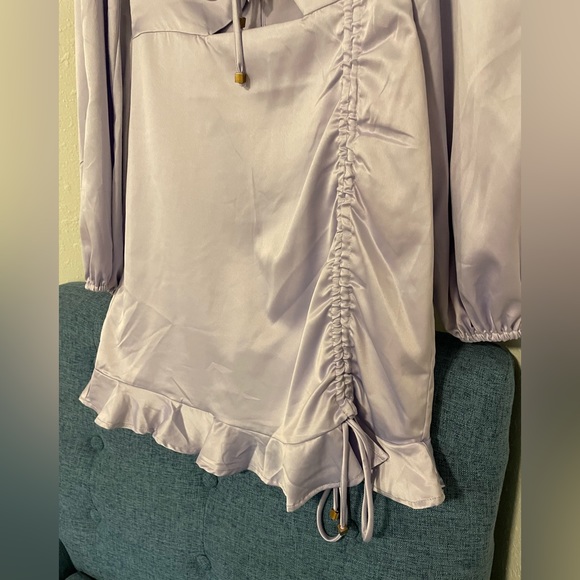 NWT FN All Night Longer Satin Mini Dress in Lilac - Picture 8 of 11